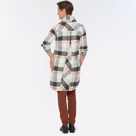 Duluth Trading Post Women's Folklore Flannel Duster Soft Mint Size Medium - Picture 3 of 5